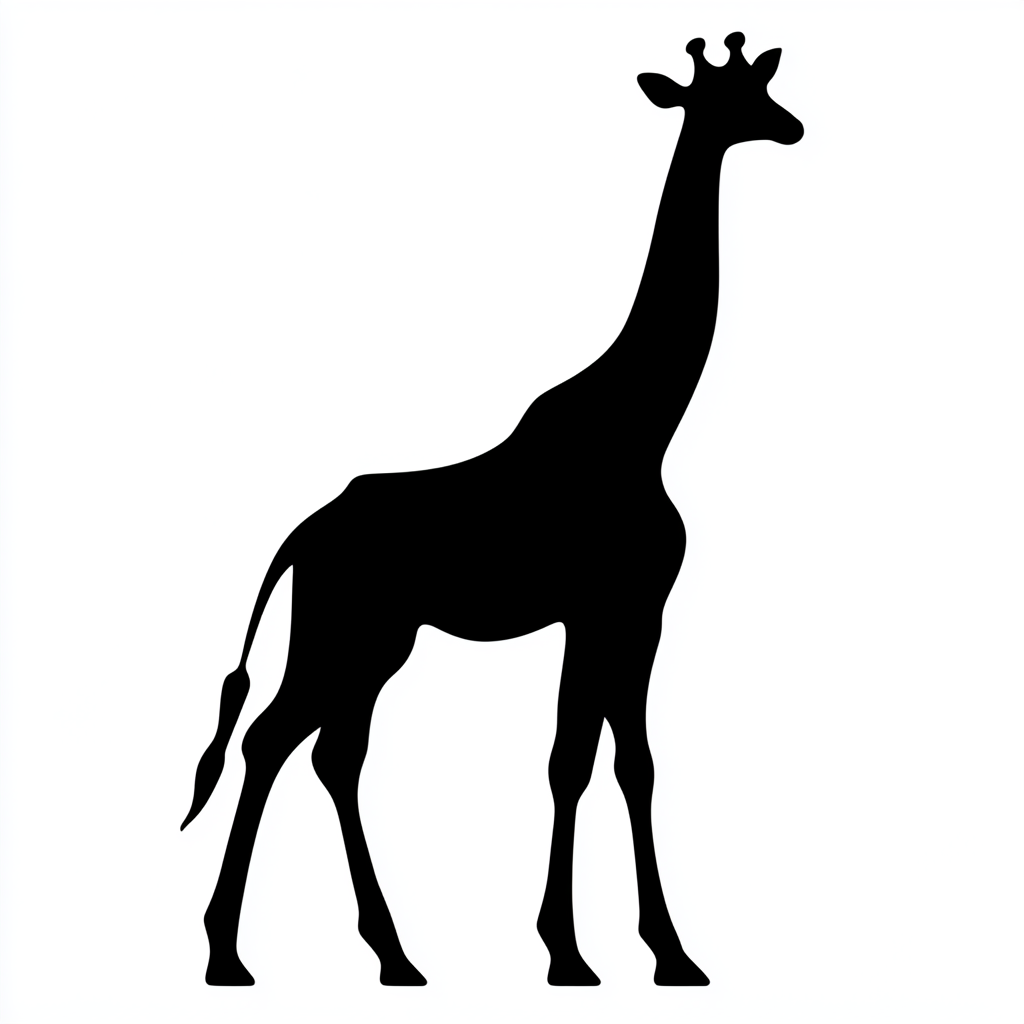 カラフルなクレパス画 キリンのシルエット シンプルなキリンのシルエットイラストのフリー素材イラスト | 無料